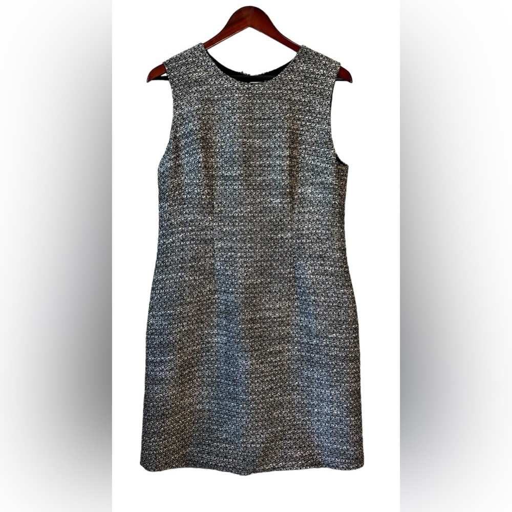 Adam Lippes Collective Gray Tweed Sheath Dress Sleeveless Crew Neck Size 12 - Picture 9 of 14